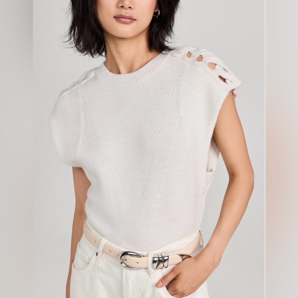 IRO Amaya Sleeveless Merino Wool Sweater, Ecru, XS, Urban Cozy Chic Classic